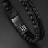Lederarmband geflochten mit lava steinen gravierbar Uniqal